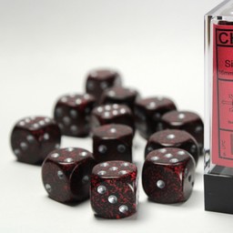 Sæt med 12 D6 terninger, Speckled, Silver Volcano - Celtic Webmerchant