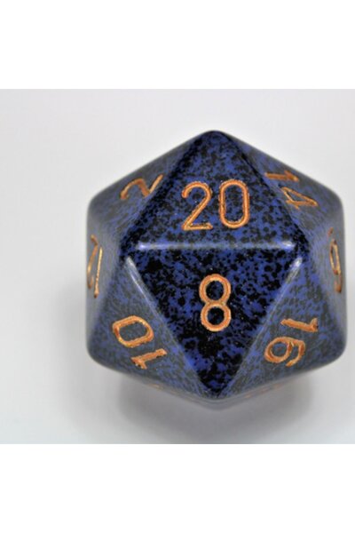 D20 terninger, plettet, gylden kobolt, 34 mm - Celtic Webmerchant