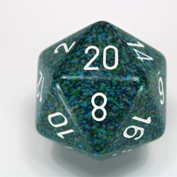 D20 dice, Speckled, Sea, 34 mm - Celtic Webmerchant