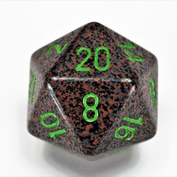 D20 dice, Speckled, Earth, 34 mm - Celtic Webmerchant