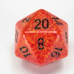 D20 dice, Speckled, Fire, 34 mm - Celtic Webmerchant