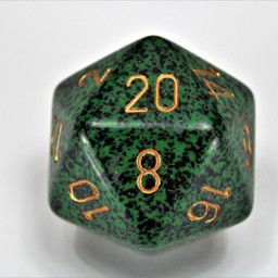 D20 dobbelsteen, Speckled, Golden Recon, 34 mm - Celtic Webmerchant