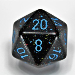D20 dice, Speckled, Blue Stars, 34 mm - Celtic Webmerchant