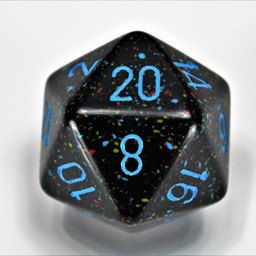 D20 dobbelsteen, Speckled, Blue Stars, 34 mm - Celtic Webmerchant