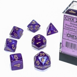 Ensemble de dés polyédrique 7, Borealis, Royal Purple / Gold, Luminary - Celtic Webmerchant