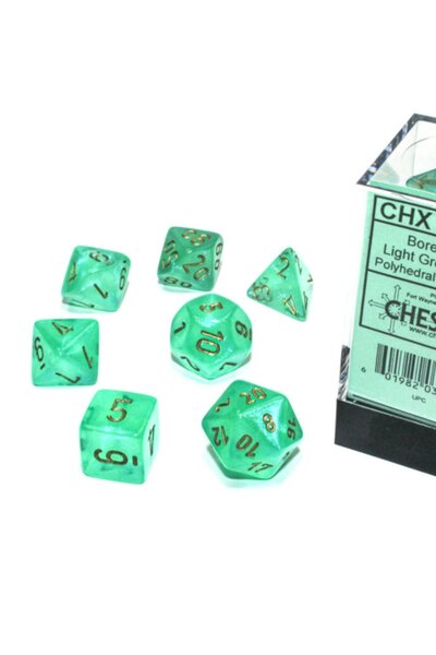 Polihedral 7 Zestaw kości, borealis, jasnozielone / złoty, jasnosprawny - Celtic Webmerchant