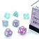 Chessex 7 dobbelstenen, Polyhedral, Nebula, blauweregen / wit, Luminary - Celtic Webmerchant