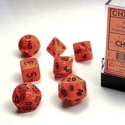 Polyhedral 7 dice set, Vortex, orange / black - Celtic Webmerchant