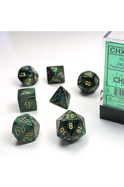 Polihedral 7 Zestaw kości, Scarab, Jade / Gold - Celtic Webmerchant