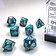 Chessex 7 dobbelstenen, Polyhedral, Gemini, staal-blauwgroen/ wit - Celtic Webmerchant