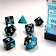 Chessex Polyhedral 7 dice set, Gemini, black-shell / white - Celtic Webmerchant