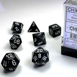 Polyhedral 7 dice set, Opaque, black/white - Celtic Webmerchant