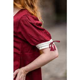 Middeleeuwse zomerjurk Denise, rood-naturel - Celtic Webmerchant