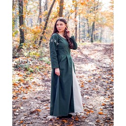 Middeleeuwse jurk Larina, olijfgroen-naturel - Celtic Webmerchant