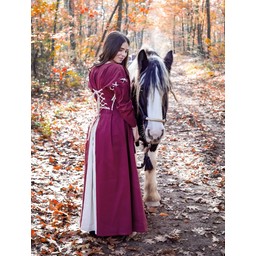 Middeleeuwse jurk Larina, rood-naturel - Celtic Webmerchant