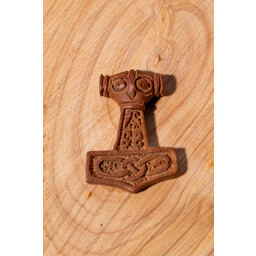 Wooden pendant Thor's hammer with face - Celtic Webmerchant