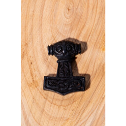 Houten hanger Thorshamer met gezicht, zwart - Celtic Webmerchant