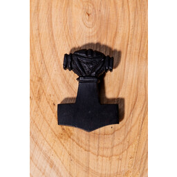 Wooden pendant Thor's hammer with face, black - Celtic Webmerchant