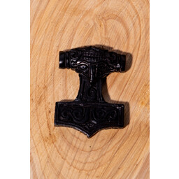 Colgante vikingo de madera Martillo de Thor con rostro, negro - Celtic Webmerchant