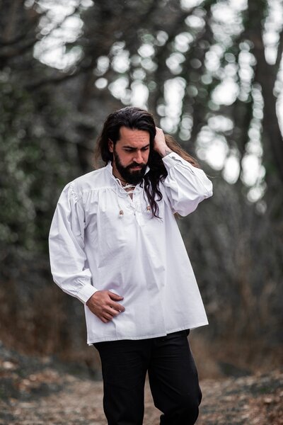 Camisa medieval, blanca. - Celtic Webmerchant
