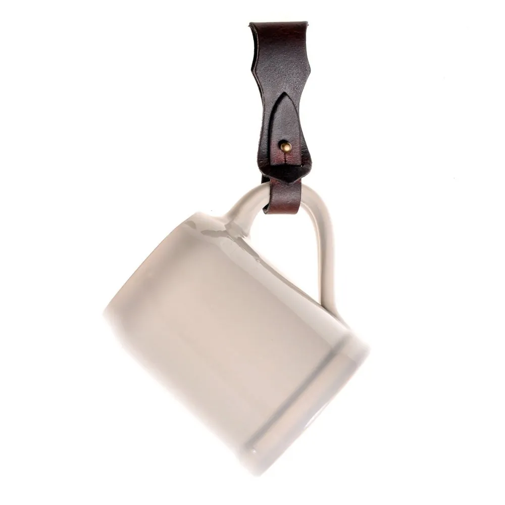 Leather beer mug holder, black