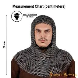 Chain mail hood, spring steel, unriveted round rings, 9mm - Celtic Webmerchant