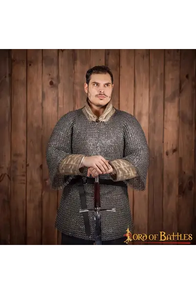 Cotte de mailles haubergeon, anneaux plats mélangés, rivets ronds, 9mm - Celtic Webmerchant
