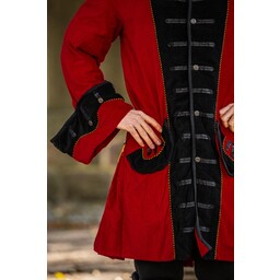 Manteau de pirate en velours, rouge-noir - Celtic Webmerchant