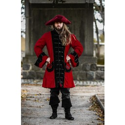 Piratfrakke fløjl, rød-sort - Celtic Webmerchant