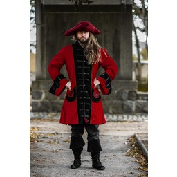 Płaszcz pirata aksamit, czerwono-czarny - Celtic Webmerchant