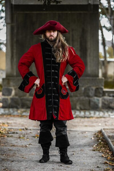 abrigo pirata terciopelo, rojo-negro - Celtic Webmerchant
