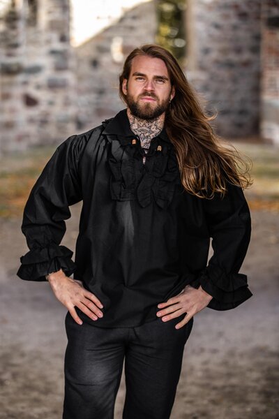 Piratenhemd, zwart - Celtic Webmerchant