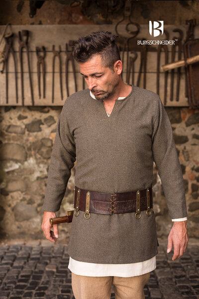 Herringbone Tunika Tyr, oliv grau - Celtic Webmerchant