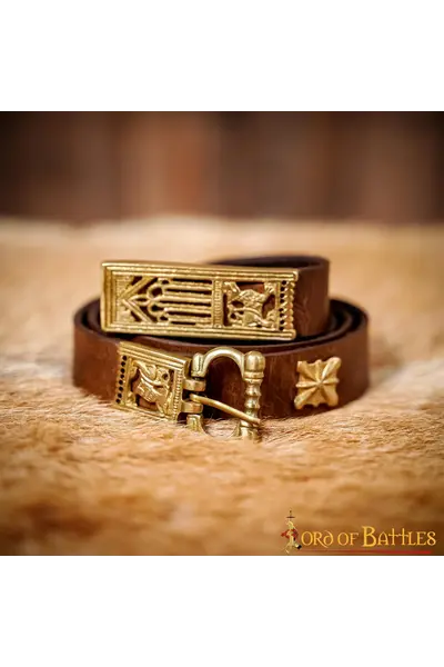 Cintura medievale in pelle con fibbia in ottone - Celtic Webmerchant