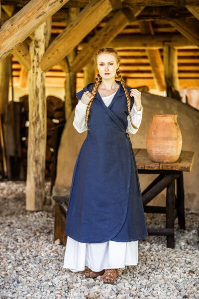 Wickelkleid Thyra, blau - Celtic Webmerchant