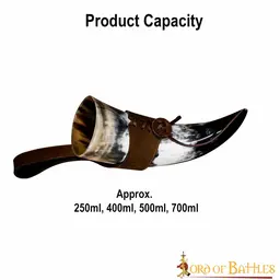 Natural drinking horn with leather holder - Celtic Webmerchant