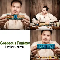 Leren boek fantasy, blauw - Celtic Webmerchant