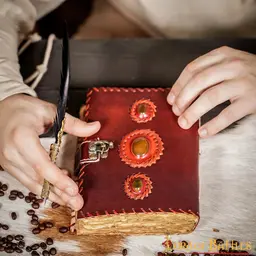 Leather diary with stones - Celtic Webmerchant