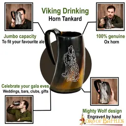 Taza de cuerno vikingo Fenrir - Celtic Webmerchant