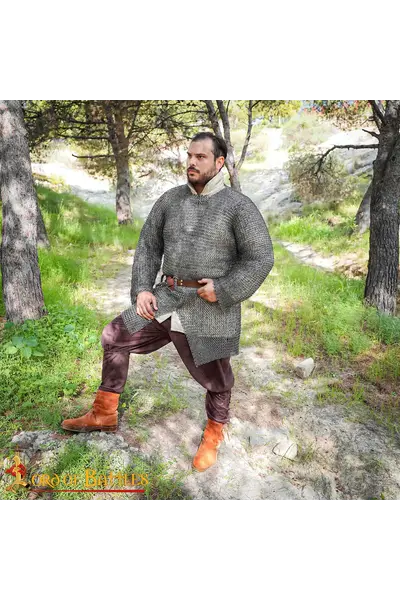 Hauberk con abertura, mixto, anillos planos, remaches redondos 9 mm - Celtic Webmerchant