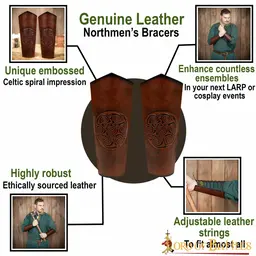 Leather bracers Ingalvur, long - Celtic Webmerchant
