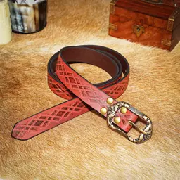 Leather belt Elrohir, red - Celtic Webmerchant