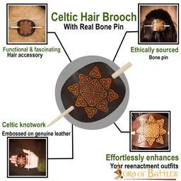 Lederhaarnadel mit keltischen Knoten - Celtic Webmerchant
