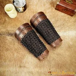 Leren monster hunter bracers met maliën - Celtic Webmerchant