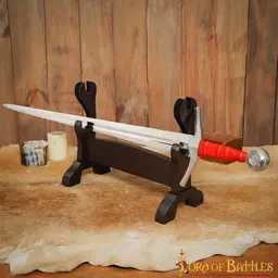 Wooden table stand for sword and axe - Celtic Webmerchant