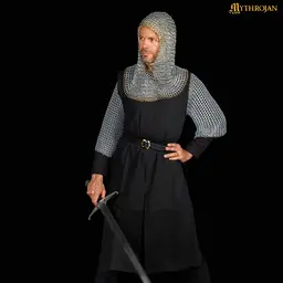 Galvanized chainmail coif, brass edge, butted round rings - Celtic Webmerchant