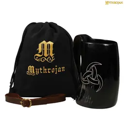Horn mug with triskelion and holder - Celtic Webmerchant