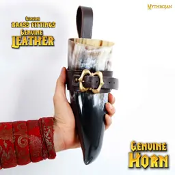 Viking drinking horn with luxurious drinking horn holder - Celtic Webmerchant