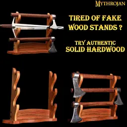 Wooden sword stand for three swords, table stand - Celtic Webmerchant
