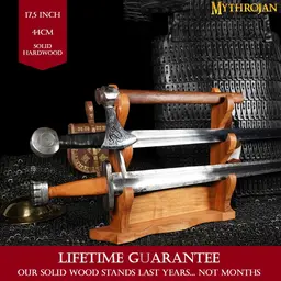 Houten zwaard standaard voor drie zwaarden, tafelstandaard - Celtic Webmerchant